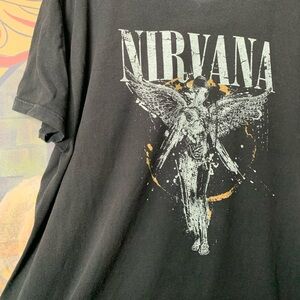 Nirvana In Utero Faded Black Tultex Band Graphic T-Shirt